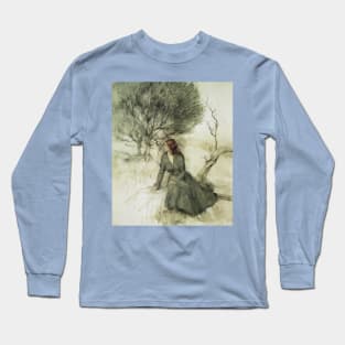 Girl sitting on the river bank  - Arthur Rackham Long Sleeve T-Shirt